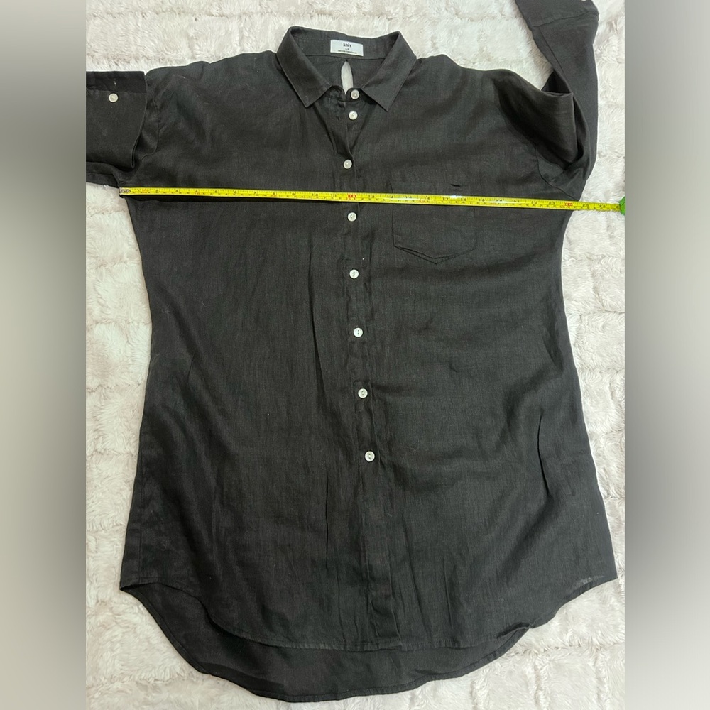 Knix Oversized 100% Linen Shirt Black Button Up Cover Up Women’s Size S - Picture 8 of 8